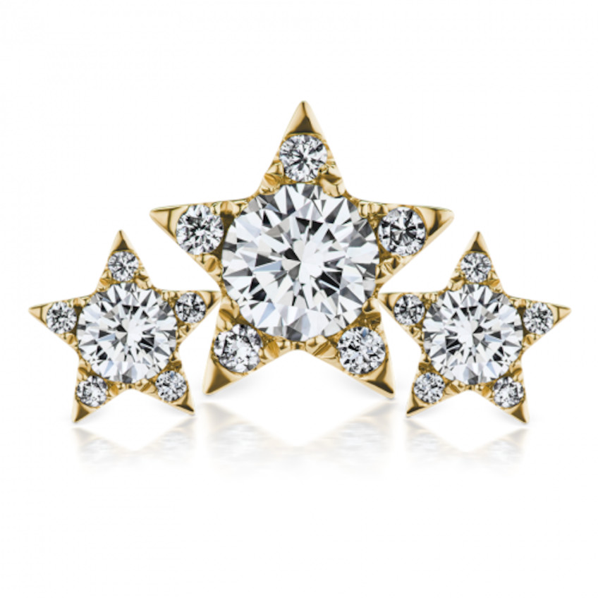 Diamond Three Star Garland Stud Earring