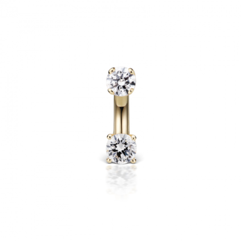Cubic Zirconia Prong Solitaire Barbell