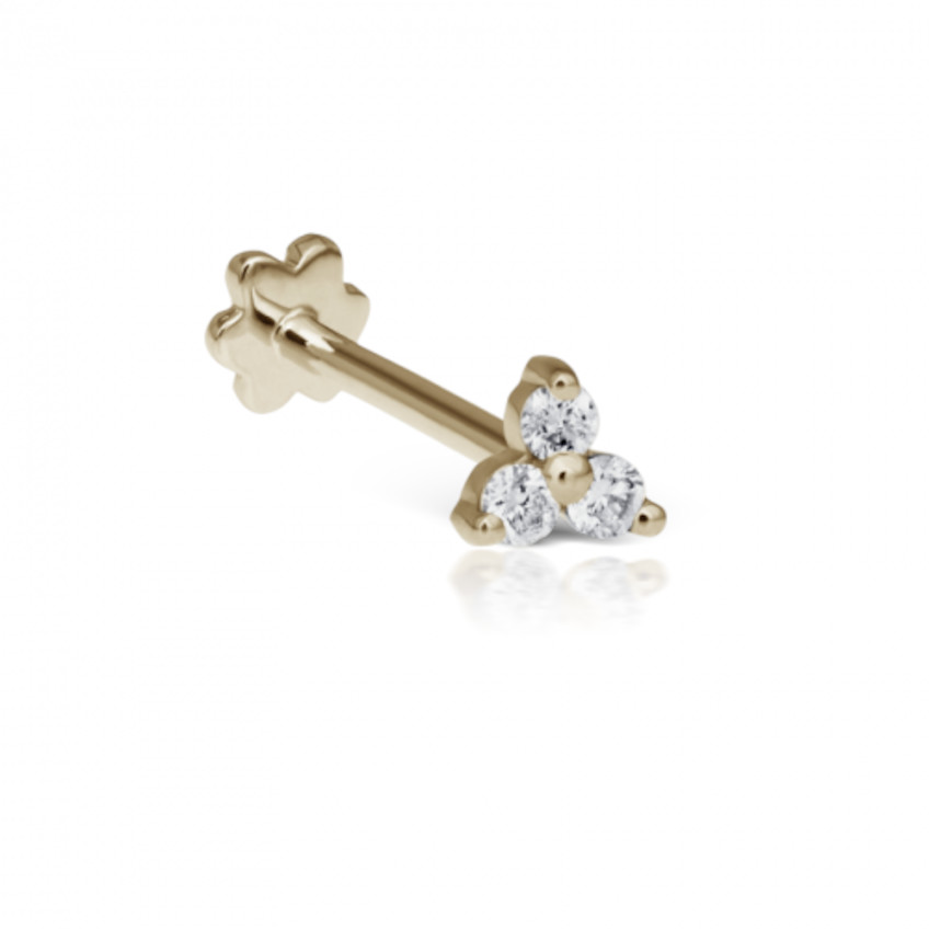 Diamond Trinity Threaded Stud Earring