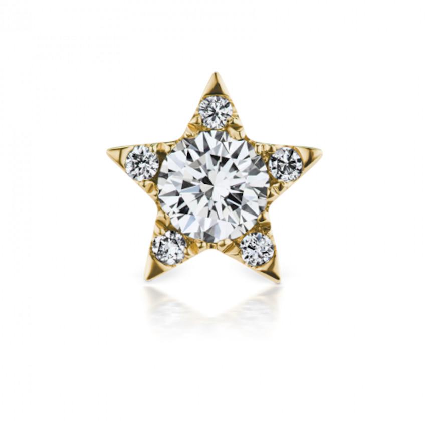 Diamond Star Threaded Stud Earring