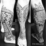 Tatau, auch bekannt als Maori  oder Polynesian Tattoo, Südsee Kunst auf der Wade und Schienbein.