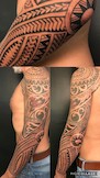 Um das bereits bestehende rot-schwarze Tribal habe ich ein komplett Arm im Polynesian-Style gestochen und entworfen. Heute war die Erweiterung zum Unterarm dran.