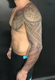 Nach eigenem Entwurf ein Maori komplett Arm Tattoo, Sleeve Tattoo