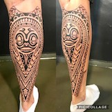 Polynesisches Maori Tattoo, gerne auch Tatau genannt, auf der Wade.